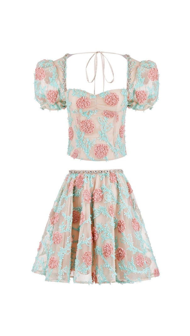 AIIZIE APPLIQUÉD LACE EMBROIDERED TWO PIECE IN BLUE - product image