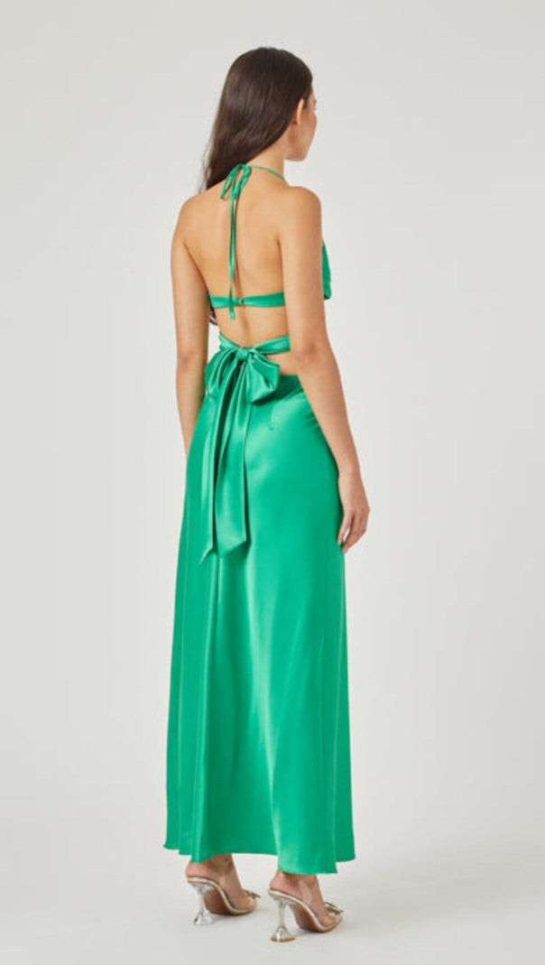 AIIZIE BUTTERFLY CUT OUT MAXI SLIP DRESS IN GREEN - product image