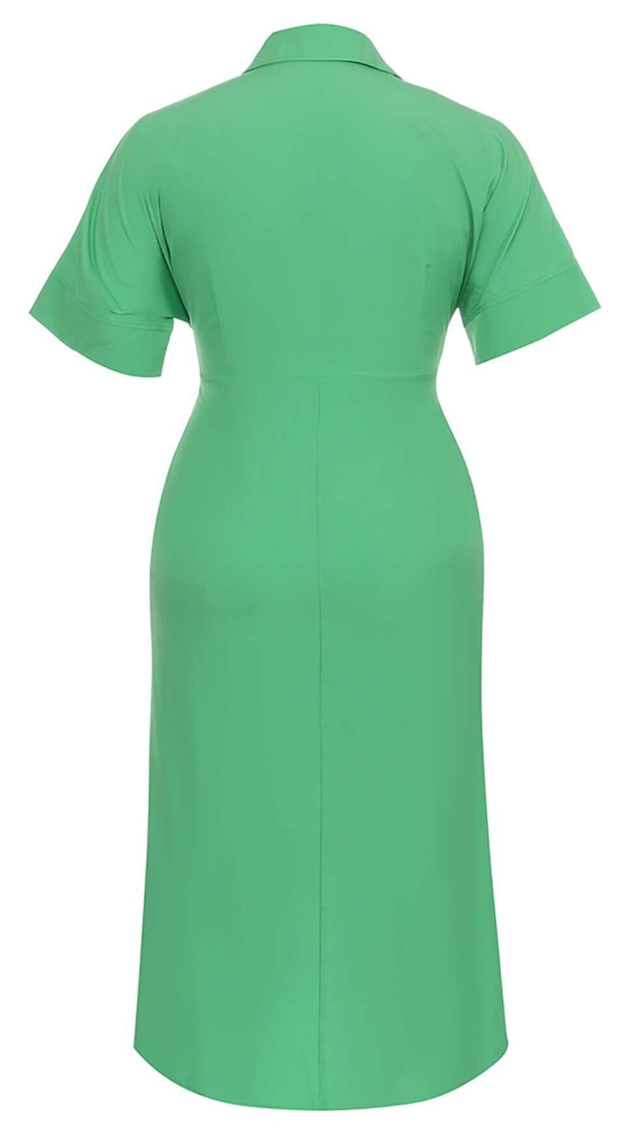BATWING SLEEVE SHIRT MIDI DRESS IN GREEN