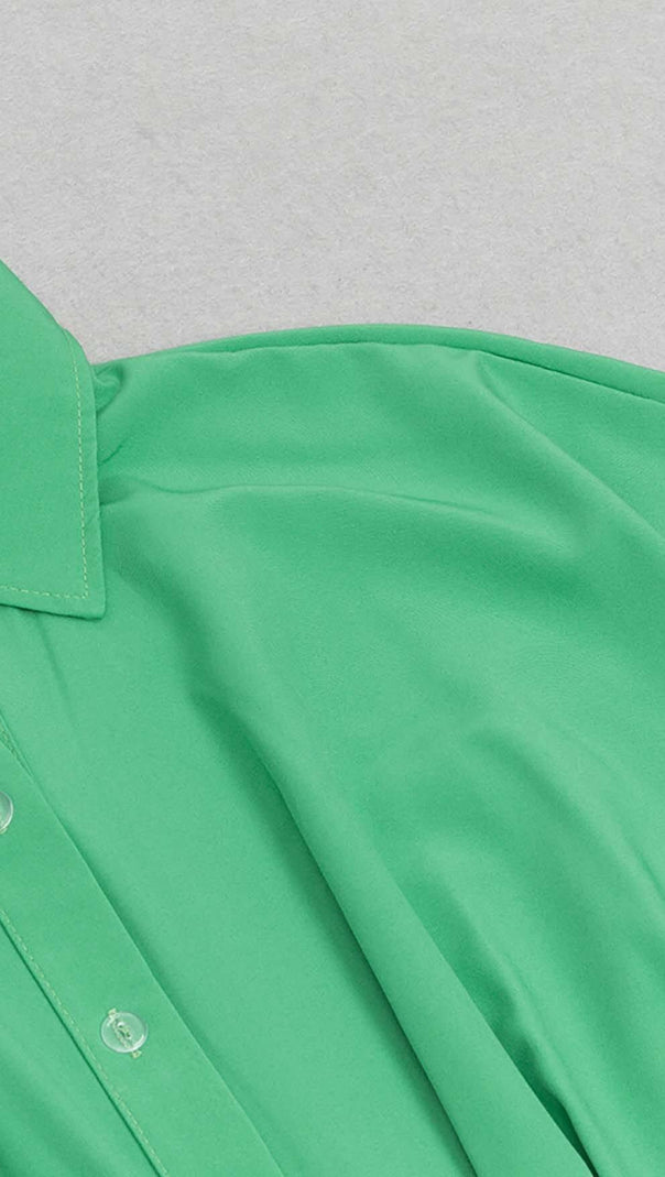 AIIZIE BATWING SLEEVE SHIRT MIDI DRESS IN GREEN - product image