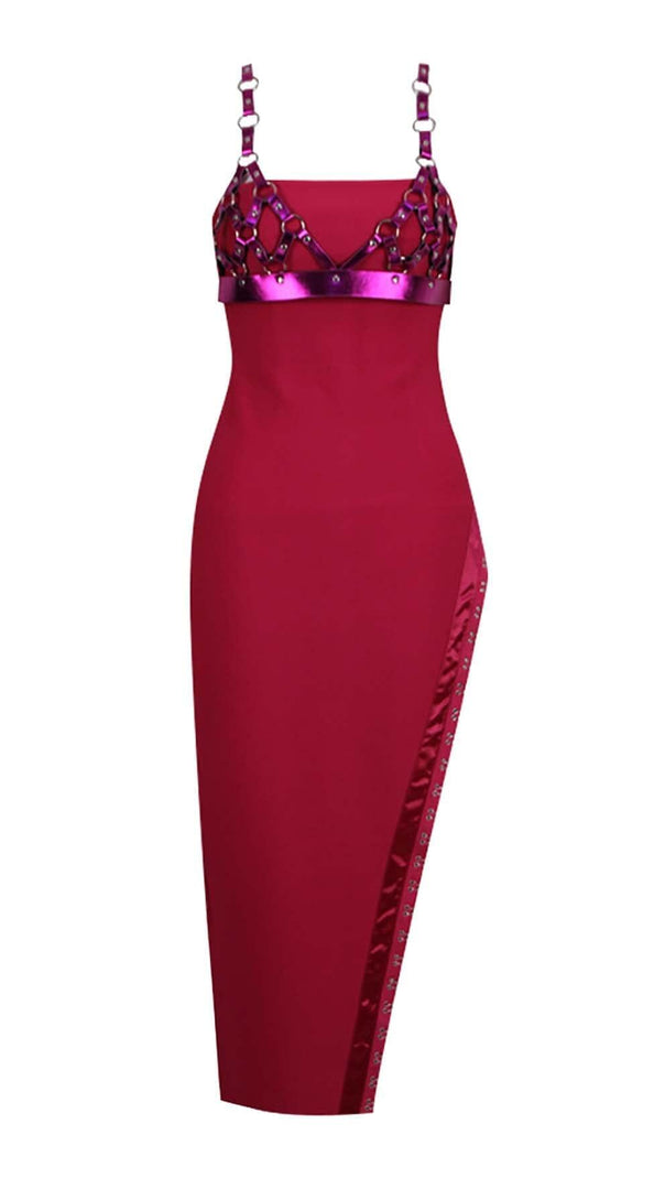 ABITO MIDI SENZA SPALLINE CON BRALETTE IN ROSSO