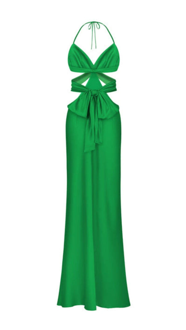 AIIZIE BUTTERFLY CUT OUT MAXI SLIP DRESS IN GREEN - product image