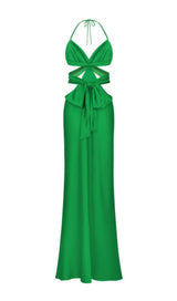 BUTTERFLY CUT OUT MAXI SLIP DRESS IN GREEN