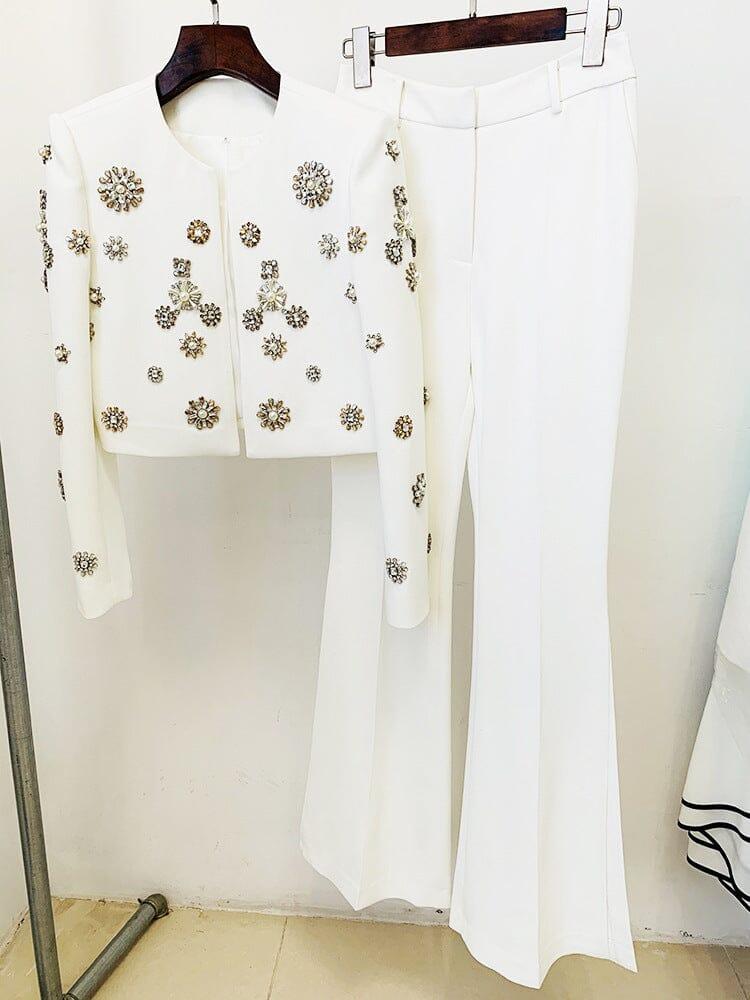 AIIZIE EMBELLISHED BEADED JACKET SET IN WHITE - product image