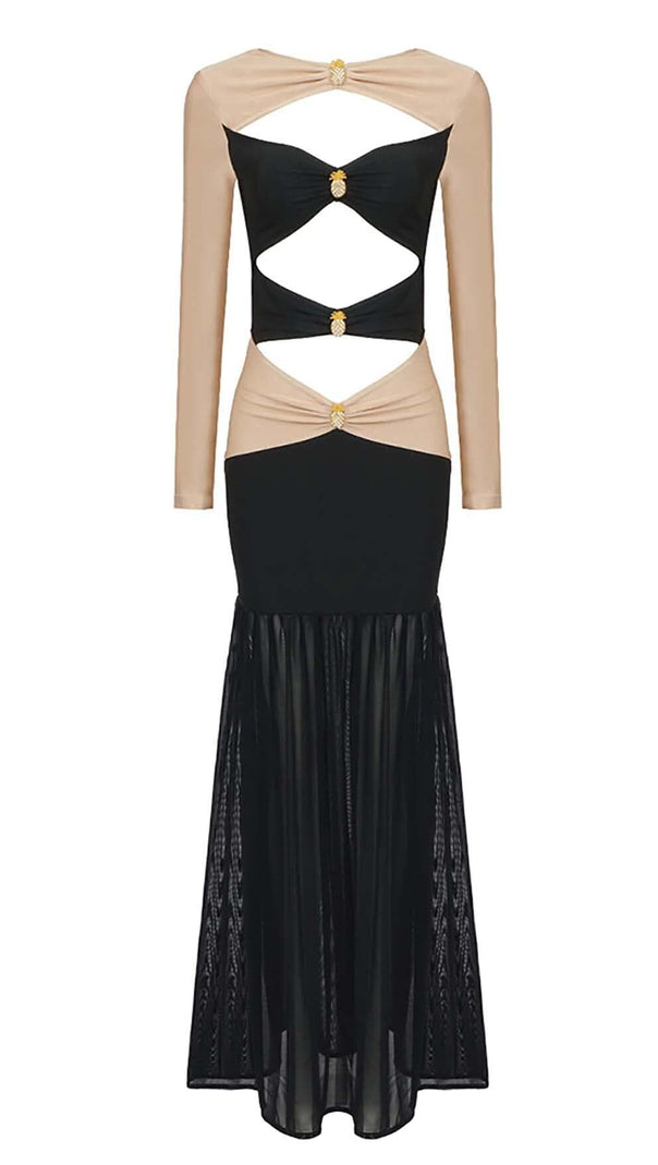 AIIZIE EMBELLISHED CUTOUT MAXI DRESS IN SEMI - product image
