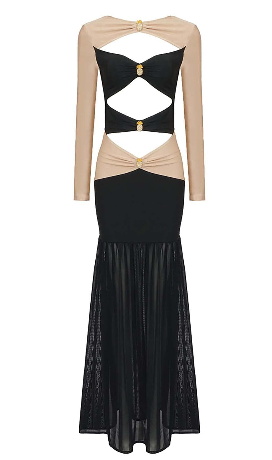 Verziertes Cutout-Maxikleid in Semi