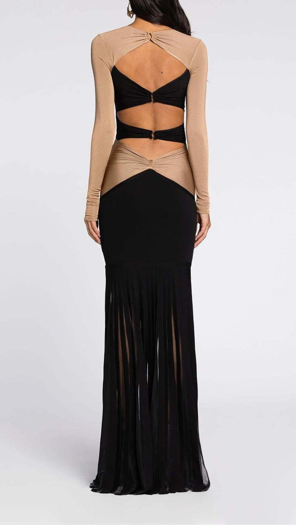 AIIZIE EMBELLISHED CUTOUT MAXI DRESS IN SEMI - product image