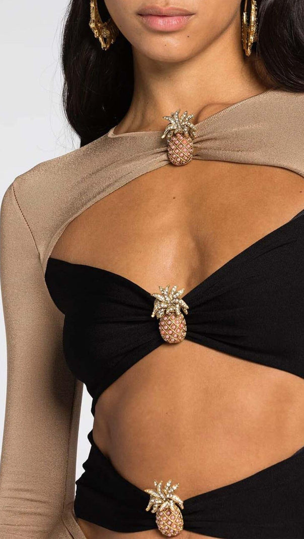 AIIZIE EMBELLISHED CUTOUT MAXI DRESS IN SEMI - product image