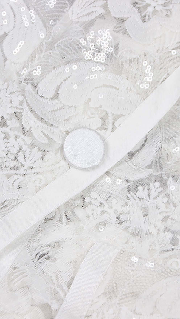 AIIZIE EMBROIDERED LACE MESH JACKET SUIT IN WHITE - product image