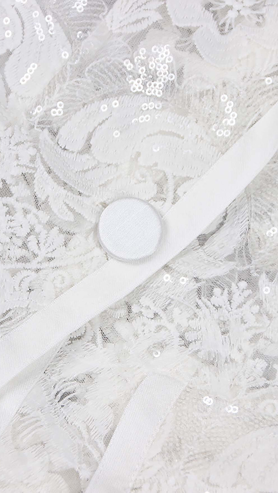 EMBROIDERED LACE MESH JACKET SUIT IN WHITE