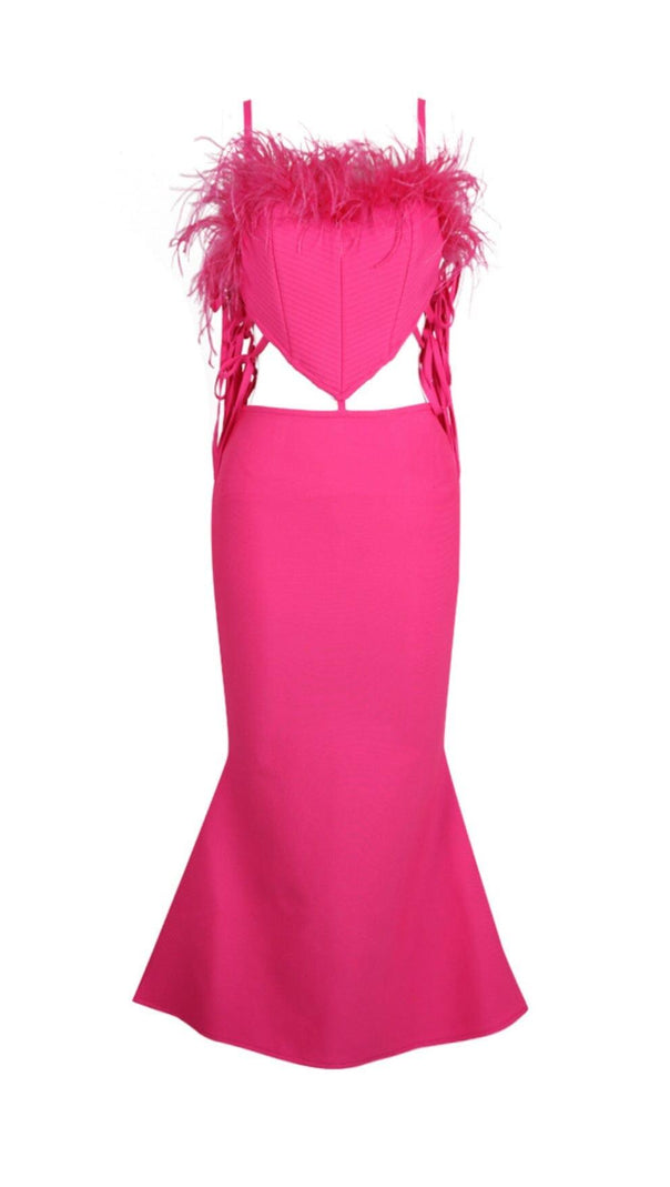 AIIZIE FEATHER CUTOUT BANDAGE DRESS - product image