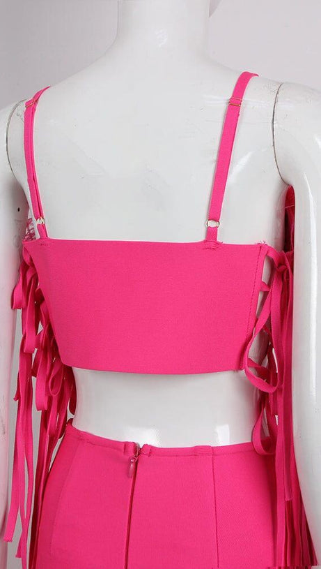 FEATHER CUTOUT BANDAGE DRESS