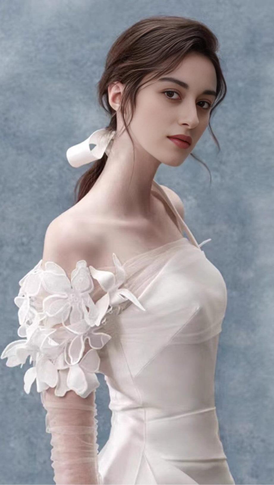 FLORAL 3D APPLIQUÉS SHEER BOLERO SLEEVES