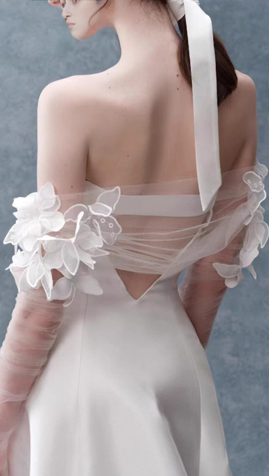 FLORAL 3D APPLIQUÉS SHEER BOLERO SLEEVES