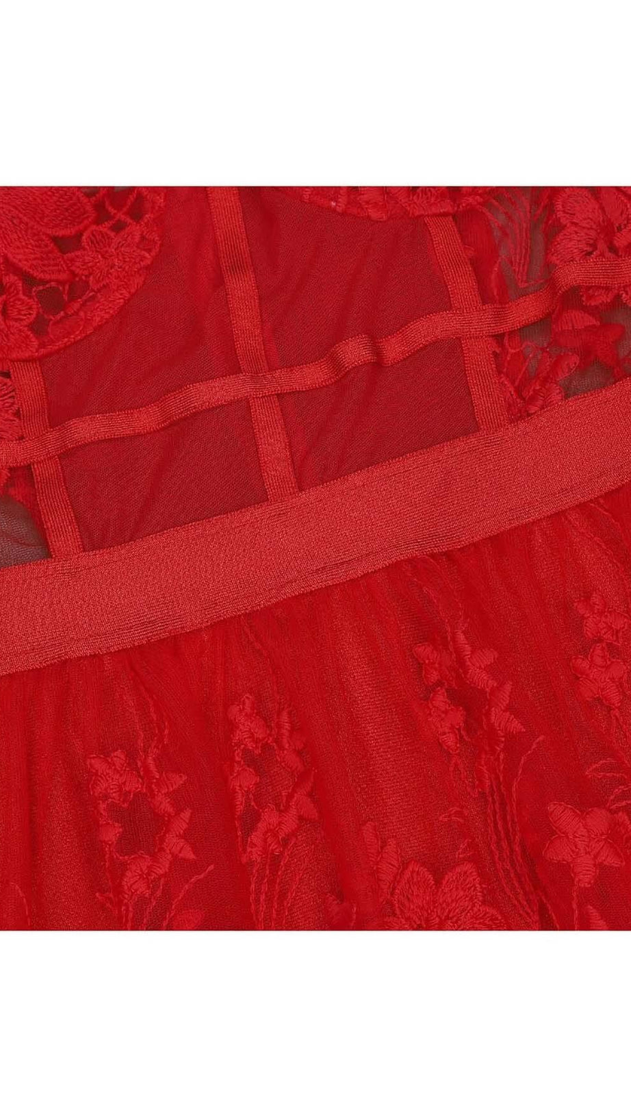 FLORAL CORSET LACE MAIX DRESS IN RED