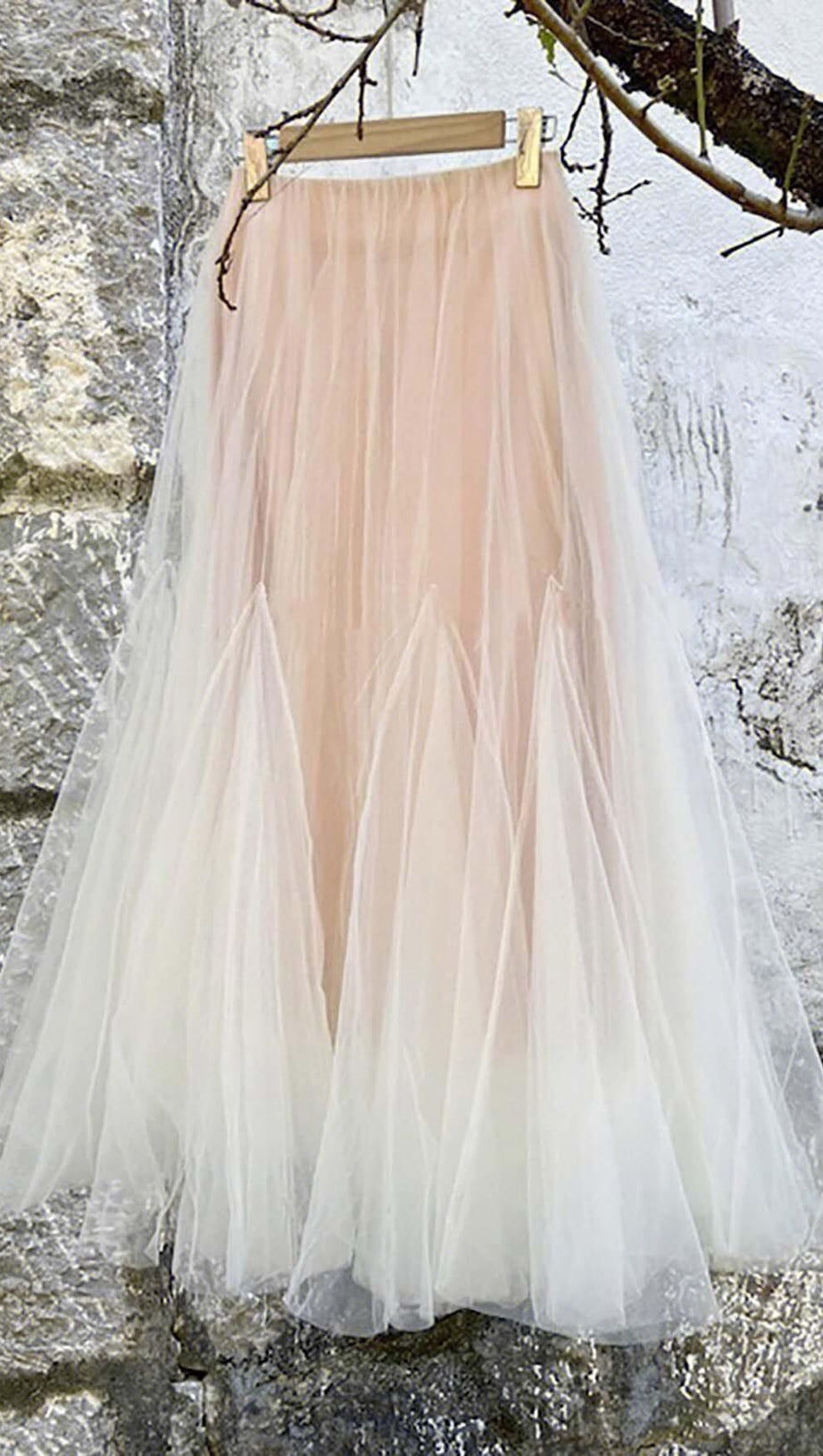 FLORAL EMBELLISHED DRAPED TWO PIECE SET IN BEIGE