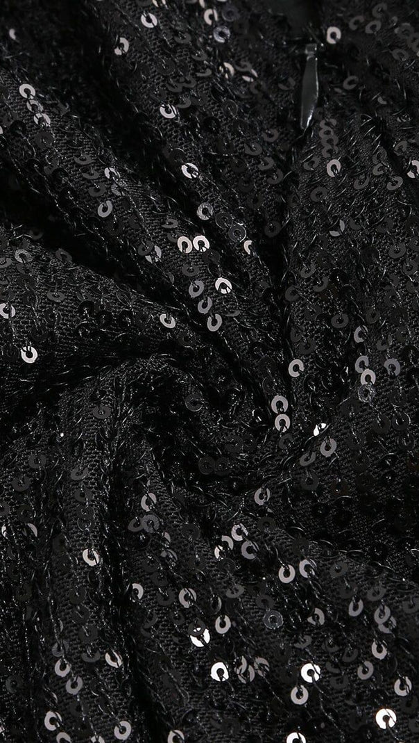 AIIZIE SEQUIN TASSEL BACKLESS MINI DRESS IN BLACK - product image
