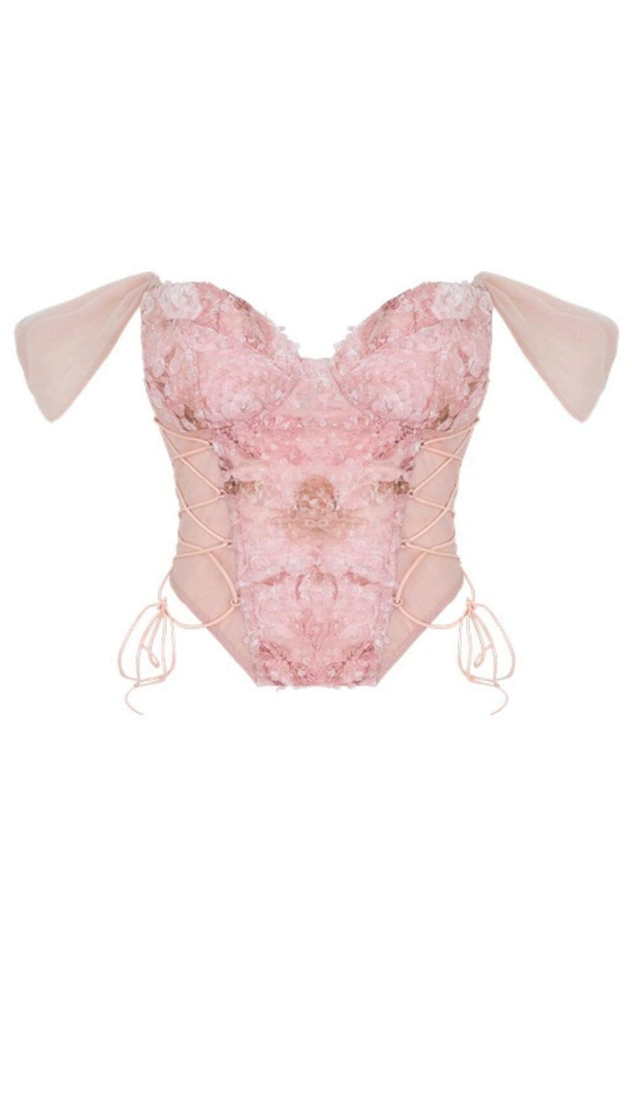 TOP CORSETTO CON LACCI E RICAMI FLOREALI