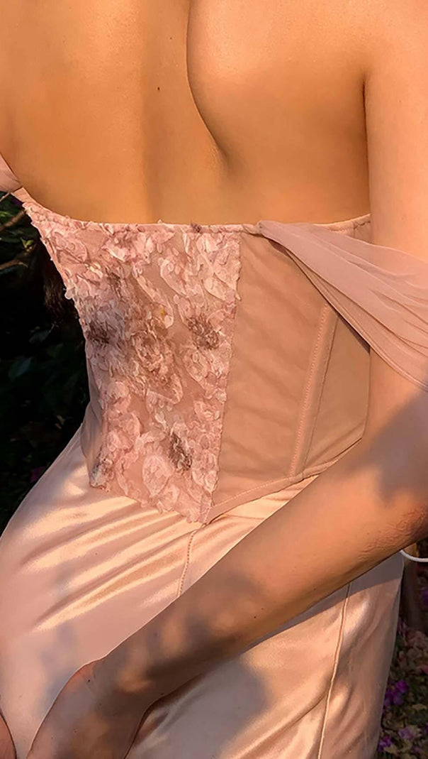 AIIZIE FLORAL EMBROIDERY LACE UP CORSET TOP - product image