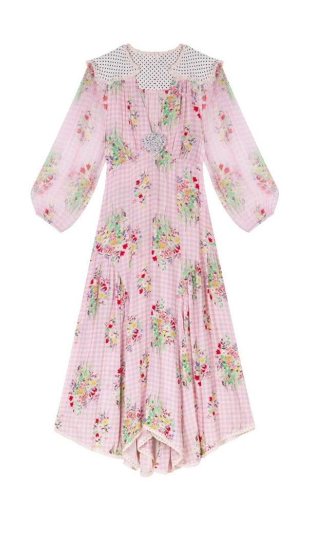 AIIZIE FLORAL PRINT MIDI DRESS IN PINK - product image