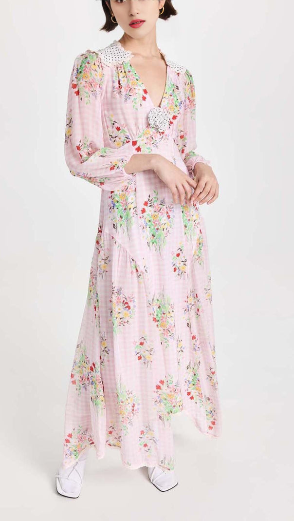 AIIZIE FLORAL PRINT MIDI DRESS IN PINK - product image
