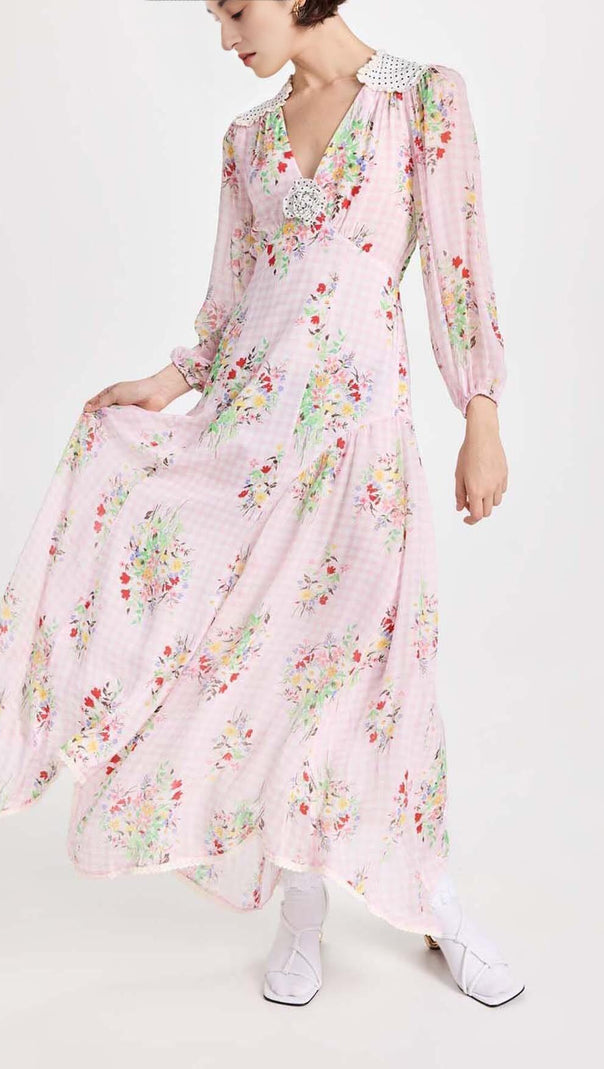 AIIZIE FLORAL PRINT MIDI DRESS IN PINK - product image