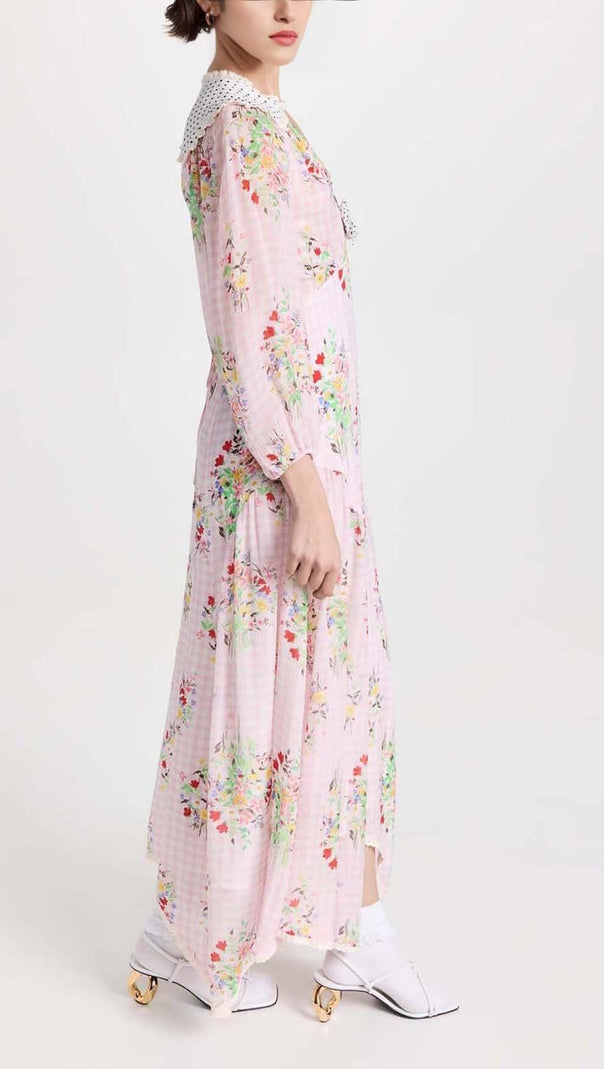 AIIZIE FLORAL PRINT MIDI DRESS IN PINK - product image