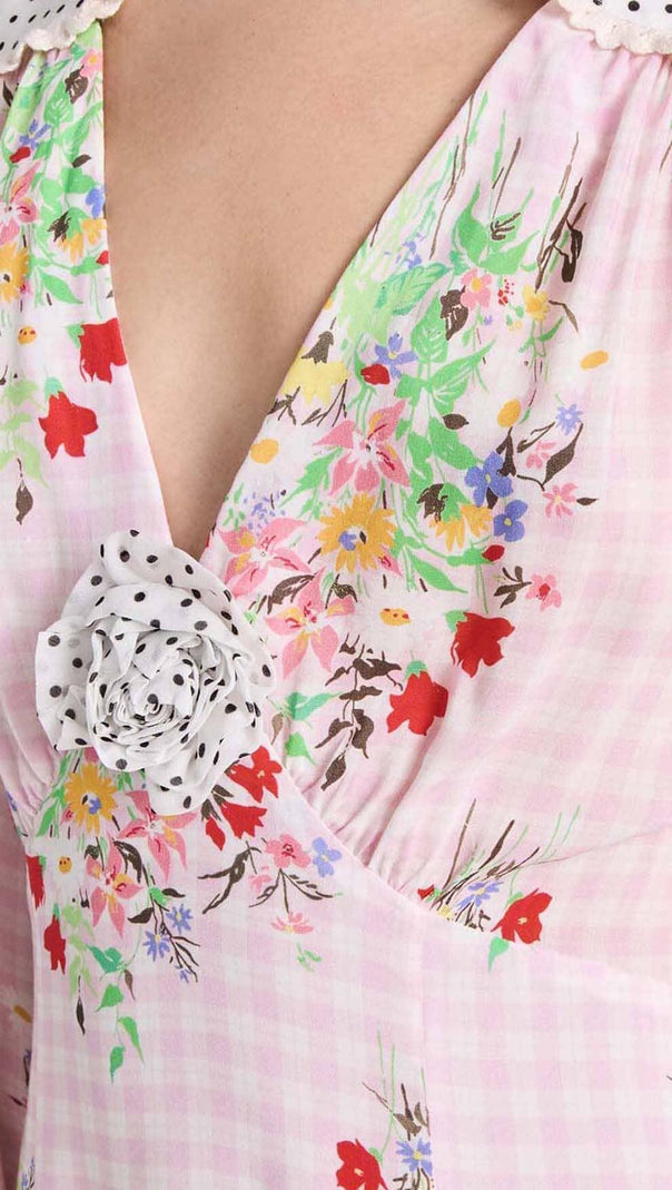 AIIZIE FLORAL PRINT MIDI DRESS IN PINK - product image