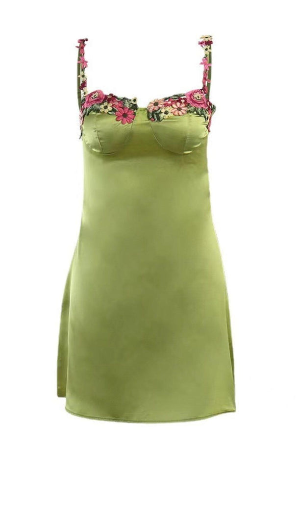 AIIZIE FLORAL STRAP SATIN MINI DRESS - product image