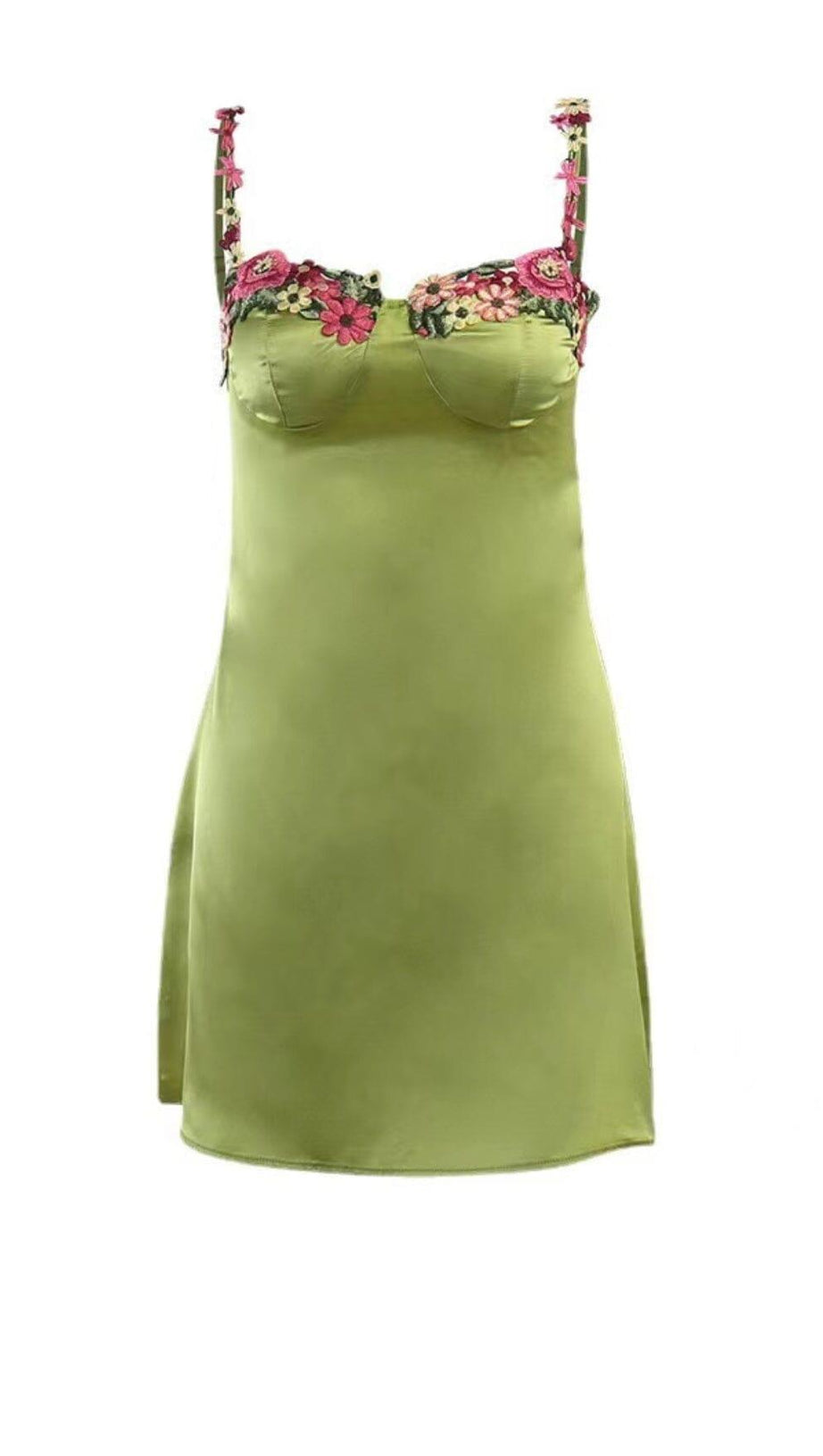 FLORAL STRAP SATIN MINI DRESS