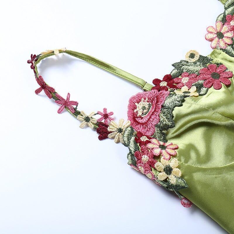 MINI ABITO IN RASO CON SPALLINE FLOREALI