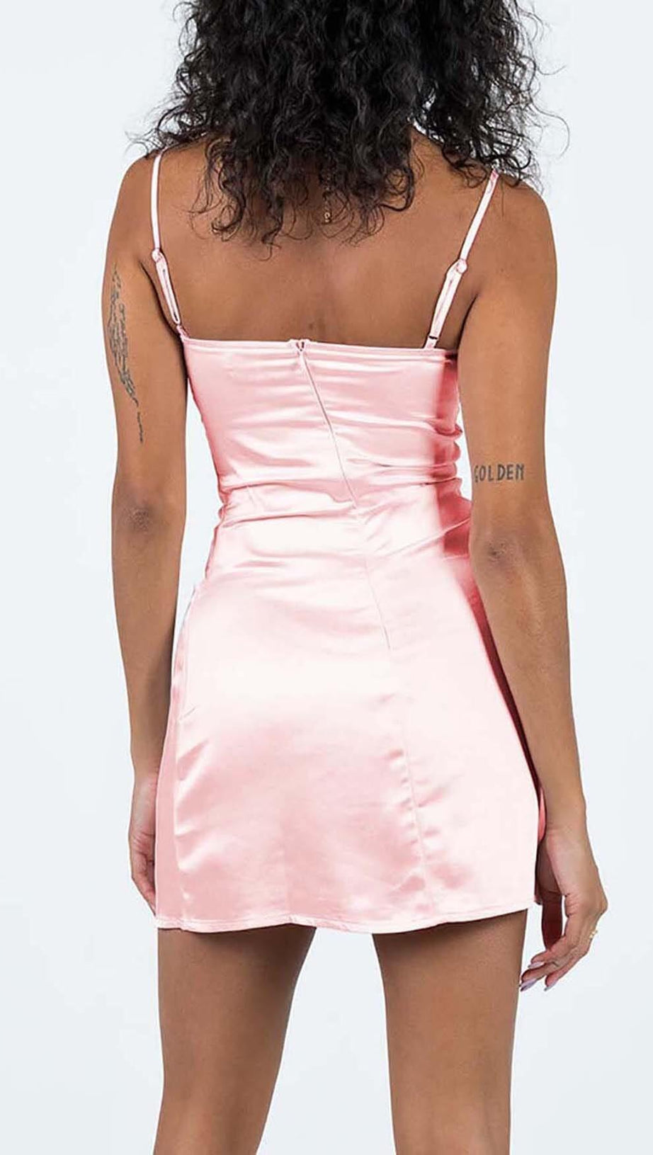 MINI ABITO IN RASO CON SPALLINE FLOREALI