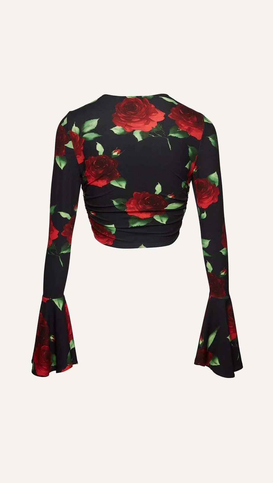 FLORAL-PRINT CROP TOP IN BLACK