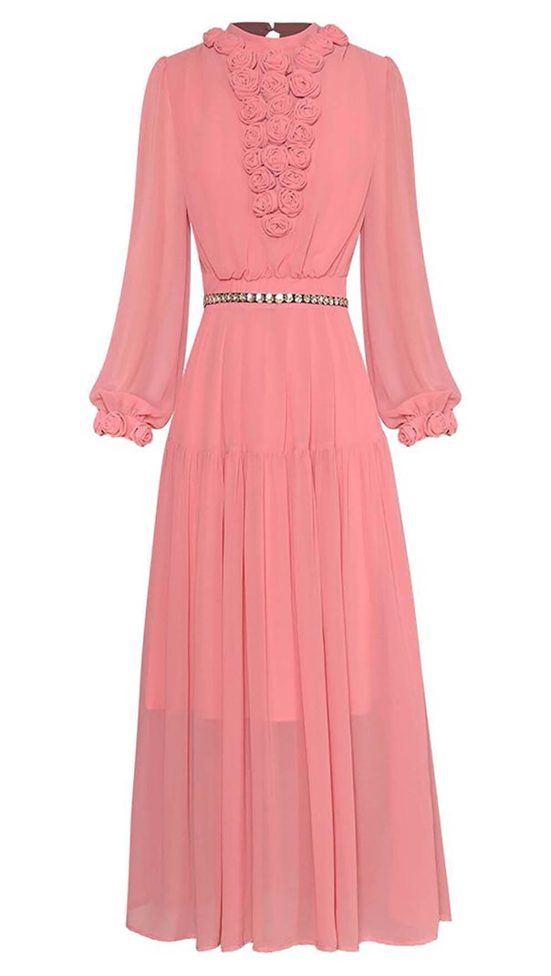 AIIZIE FLOWER LANTERN LONG SLEEVED LACE UP DRESS - product image