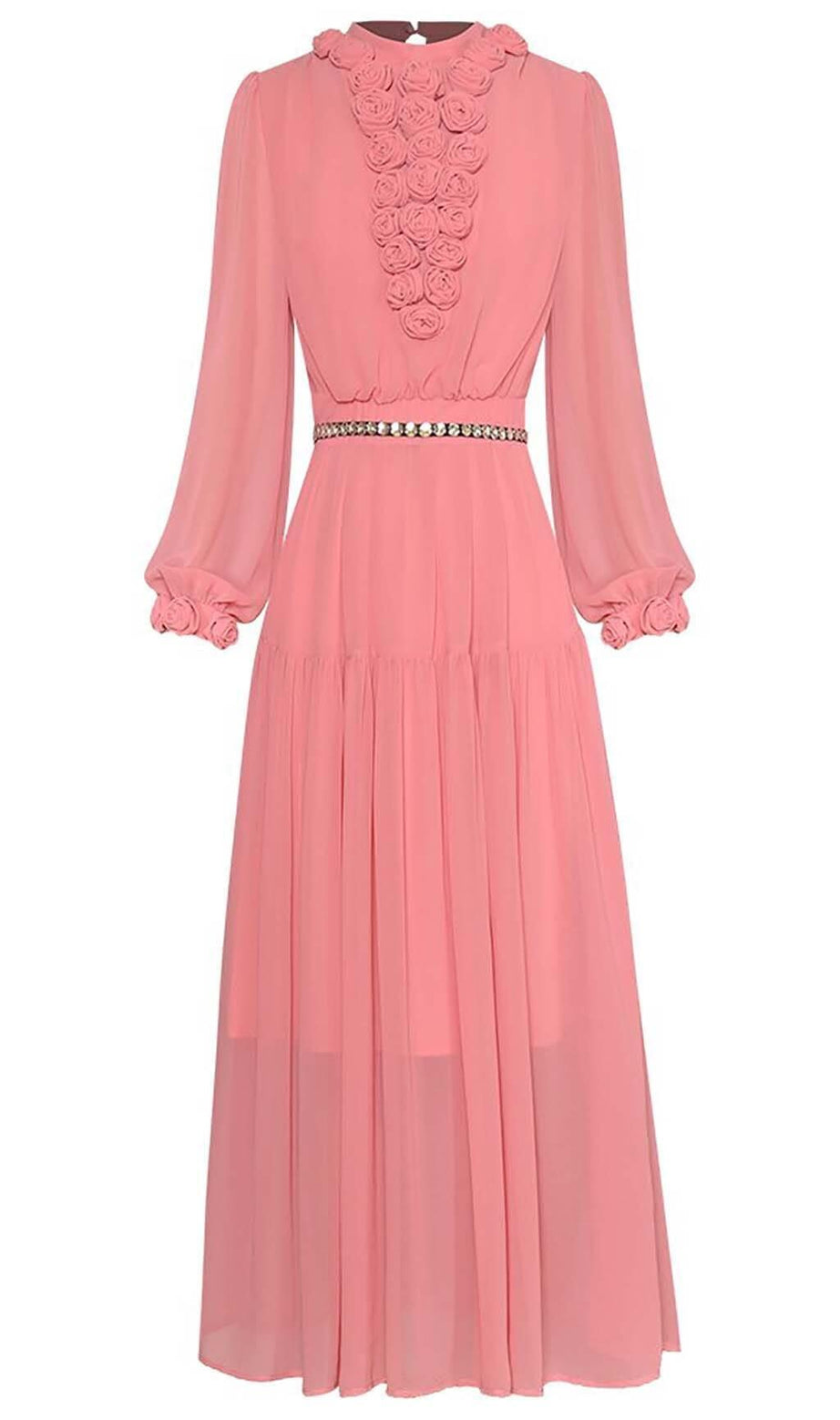 Langärmliges Kleid mit Blumenlaterne und Schnürung