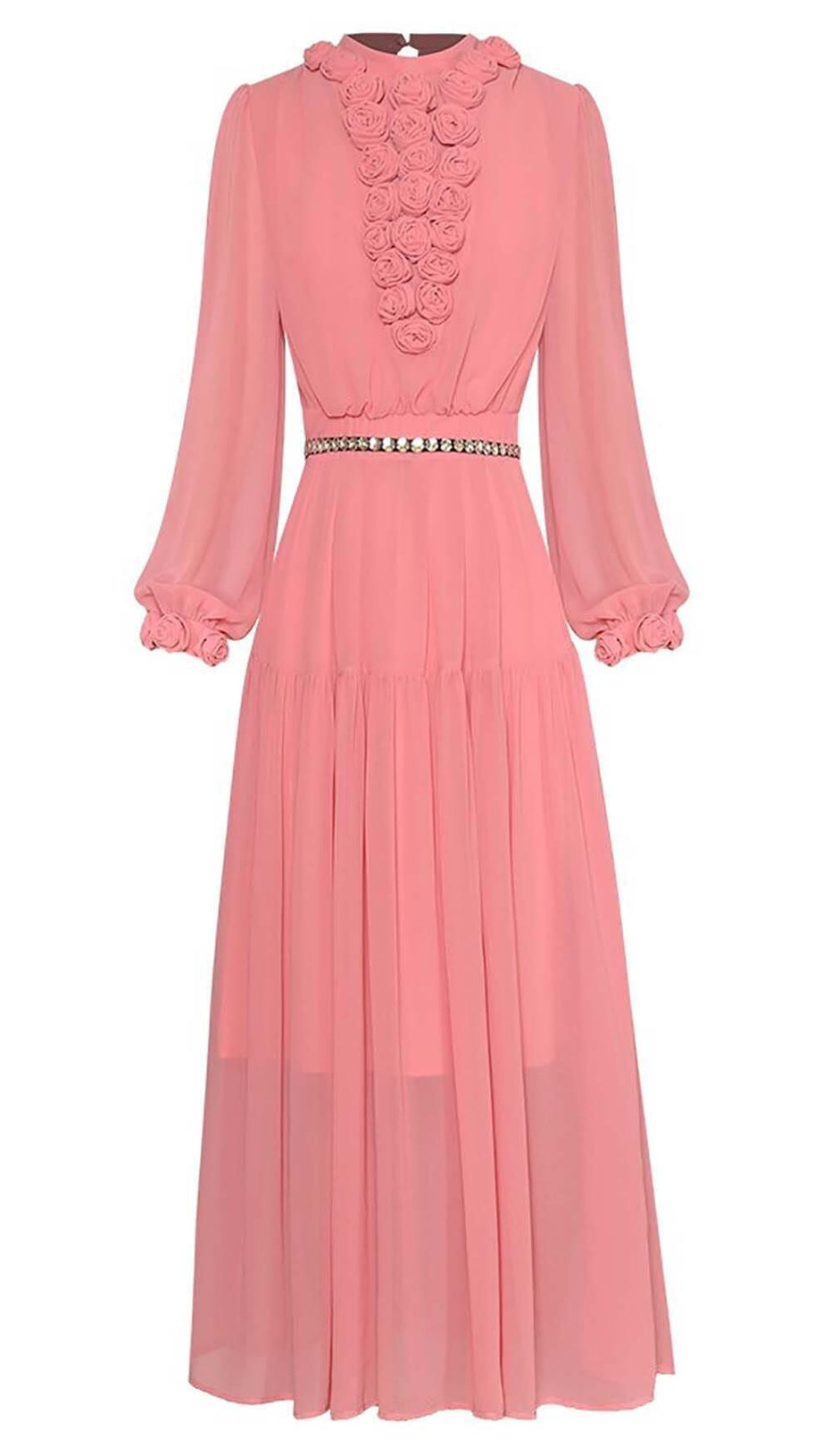 FLOWER LANTERN LONG SLEEVED LACE UP DRESS