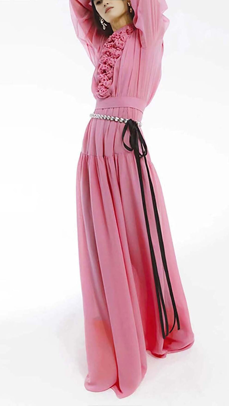 FLOWER LANTERN LONG SLEEVED LACE UP DRESS