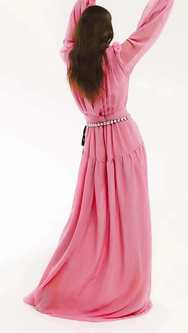 AIIZIE FLOWER LANTERN LONG SLEEVED LACE UP DRESS - product image