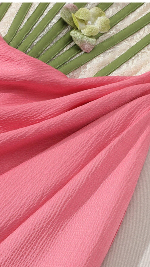 ABITO MIDI CON CORSETTO A FIORI ROSA