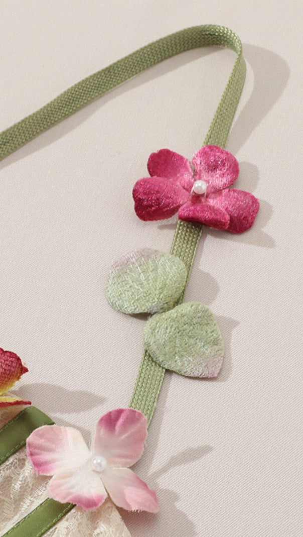 ABITO MIDI CON CORSETTO A FIORI ROSA