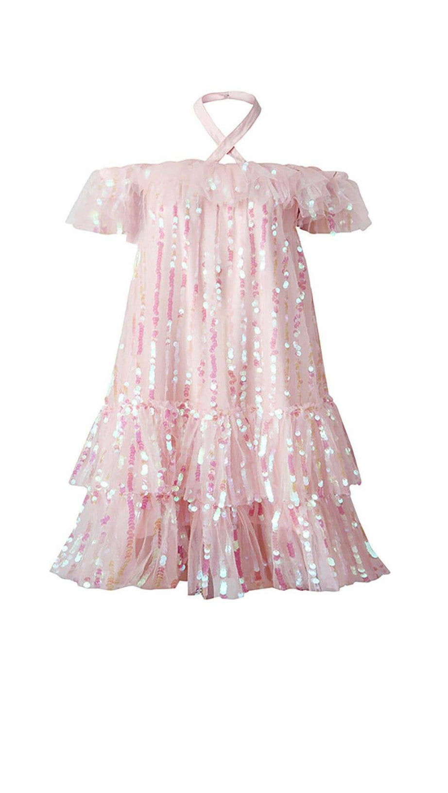 Neckholder-Minikleid mit Pailletten in Pink