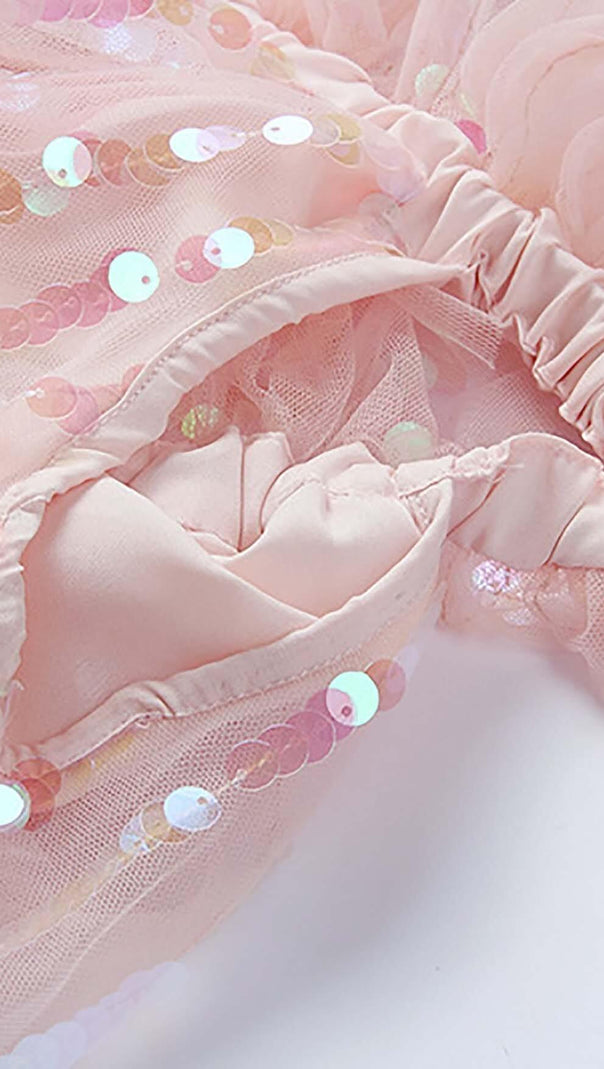AIIZIE HALTER SEQUINS MINI DRESS IN PINK - product image