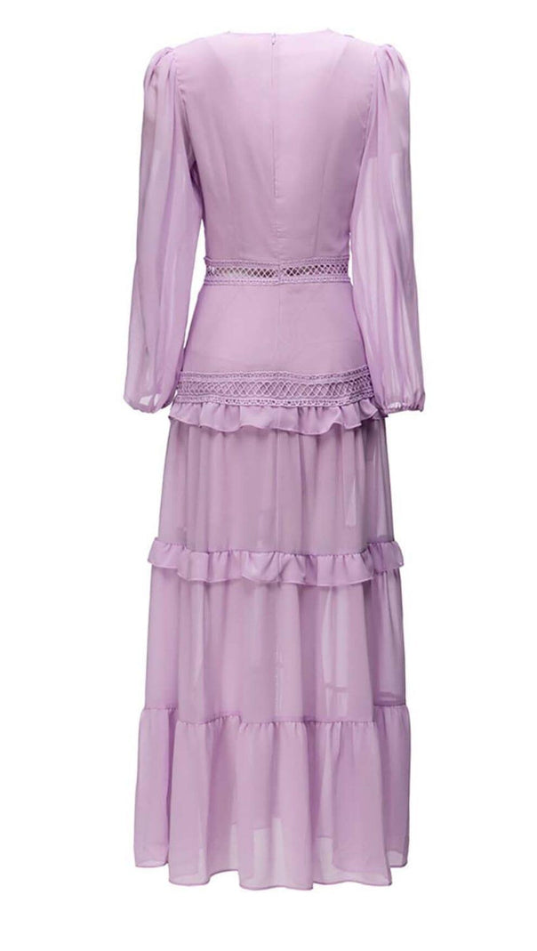 AIIZIE LONG SLEEVE RUFFLE MAXI DRESS IN LILAC - product image