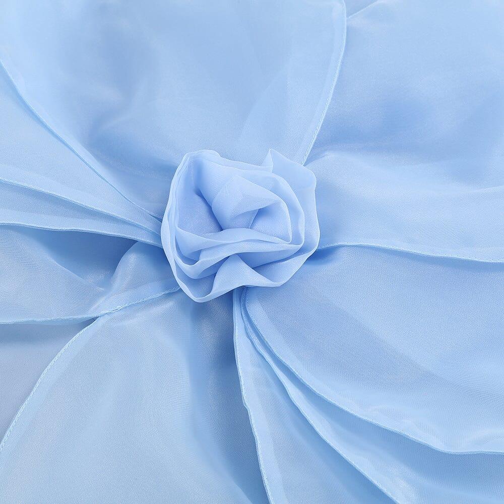 AIIZIE ONE SHOULDER FLOWER MINI DRESS IN BLUE - product image