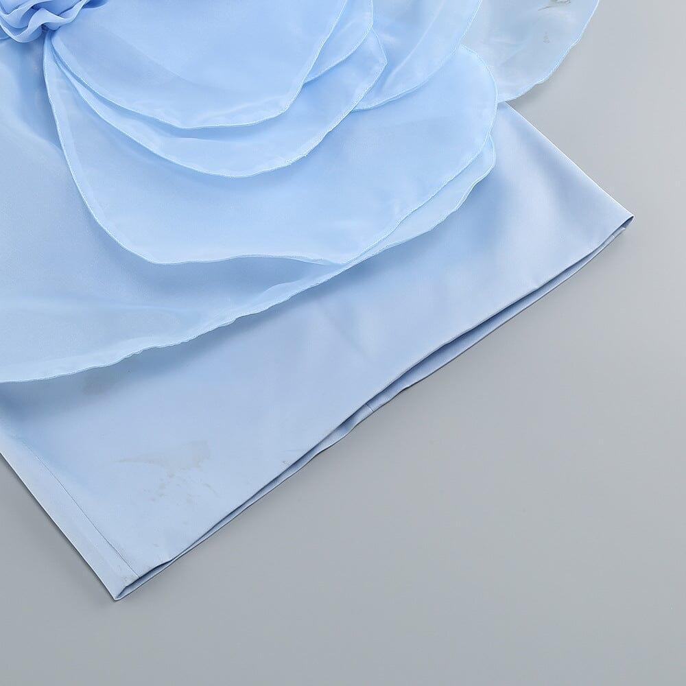 AIIZIE ONE SHOULDER FLOWER MINI DRESS IN BLUE - product image
