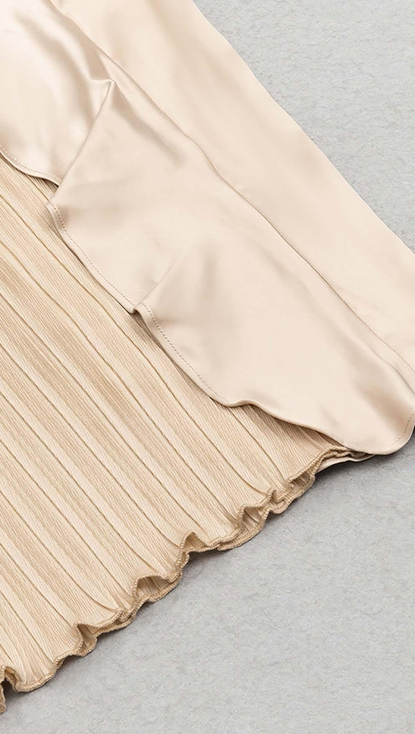AIIZIE RUFFLED PLATED MAXI DRESS IN KHAKI - product image