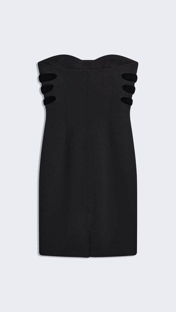 AIIZIE SCULPTURE BUTTON MINI DRESS IN BLACK - product image