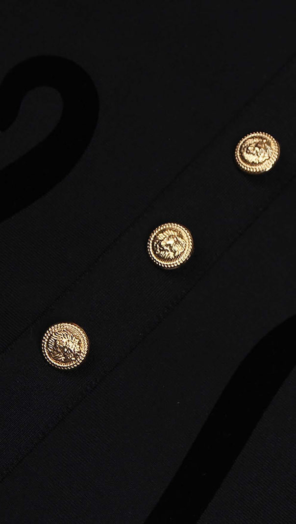 AIIZIE SCULPTURE BUTTON MINI DRESS IN BLACK - product image