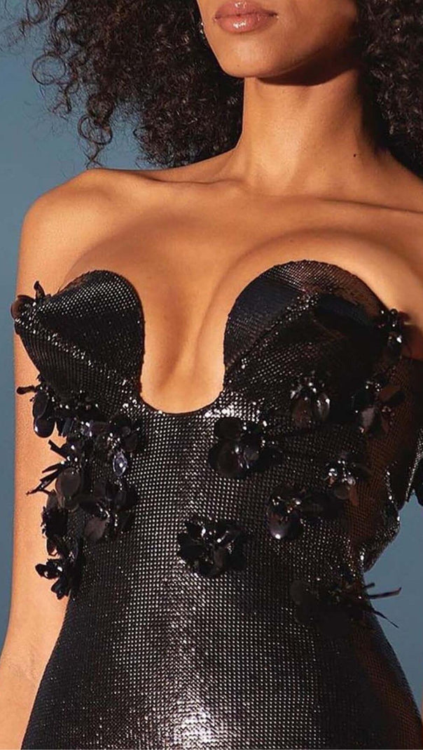 AIIZIE SEQUIN APPLIQUÉD MAXI DRESS IN BLACK - product image