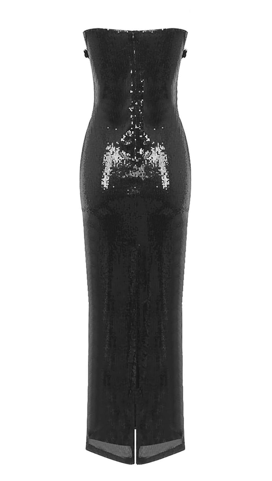 SEQUIN APPLIQUÉD MAXI DRESS IN BLACK